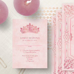 Roze Tiara Kroon Elegante Quinceanera RSVP Kaartje