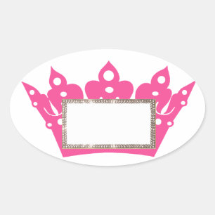 Roze tiara-labels aan personaliseren ovale sticker