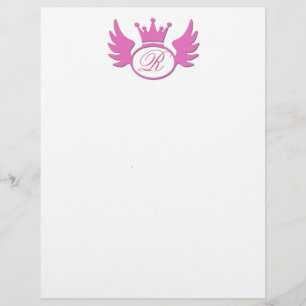 Roze Tiara Letterhead voegt je Monogram toe!