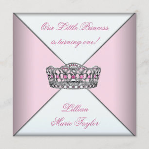 Roze Tiara Little Princess eerste verjaardagsfeest Kaart