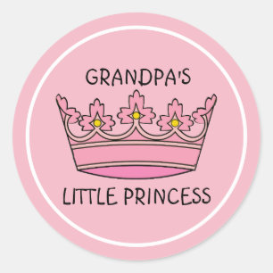 Roze Tiara Opa's Kleine Prinses Ronde Sticker