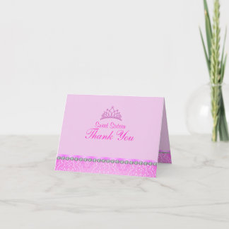 Roze Tiara sweet16 bedankkaart