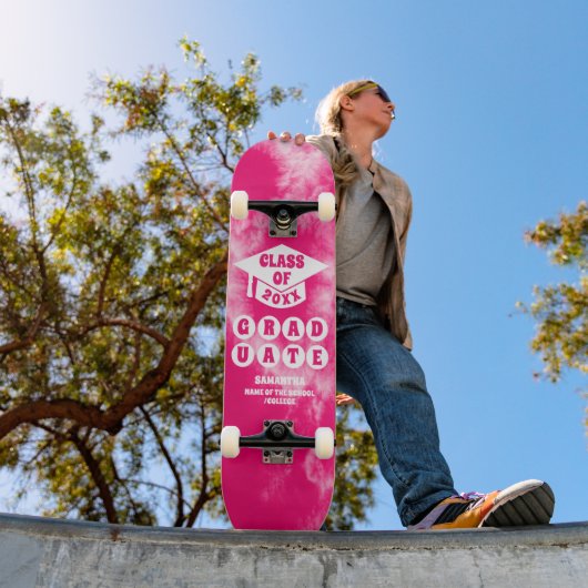Roze Tie Dye Afstuderen Skateboard (Buiten 1)
