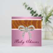 Roze Tiger Diamond Bow Baby shower Kaart (Staand voorkant)