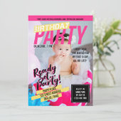 Roze tijdschrift Hoesje | Kinderen van Birthday Kaart (Staand voorkant)