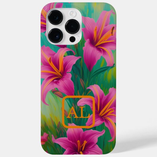  roze tijgellenolie Monogrammen Case-Mate iPhone Case (Achterkant)