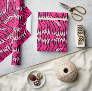 Roze Tijger Dier Huid Patroon Ontwerp  Cadeaupapier