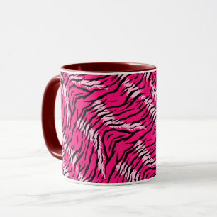 Roze Tijger Dier Huid Patroon Ontwerp Mok