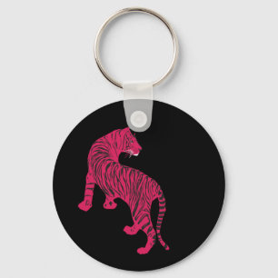 Roze tijger sleutelhanger