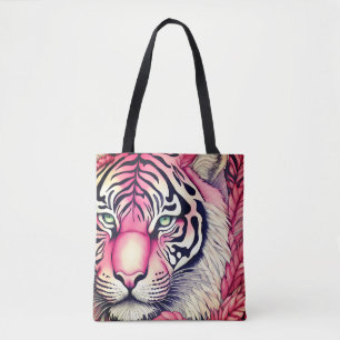 Roze tijger, tijgergezicht draagtas