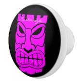 Roze tiki sculptuur Thunder_Cove Keramische Knop (Rechts)