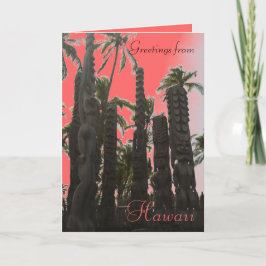 Roze tiki thema Hawaïaans tropisch wenskaart Kaart