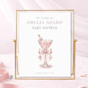 Roze Tini Eén Meisje Baby Shower Welkom Bord Poster