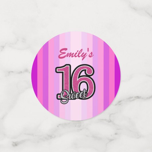 roze tinstrips en glitter confetti (Kleine voorkant)