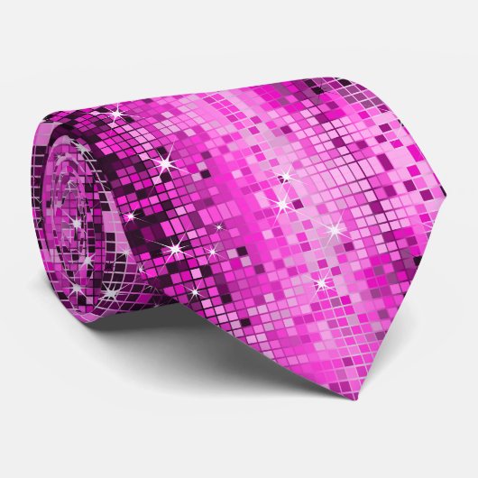 Roze tinten Disco Glitter Print Stropdas (Opgerold)