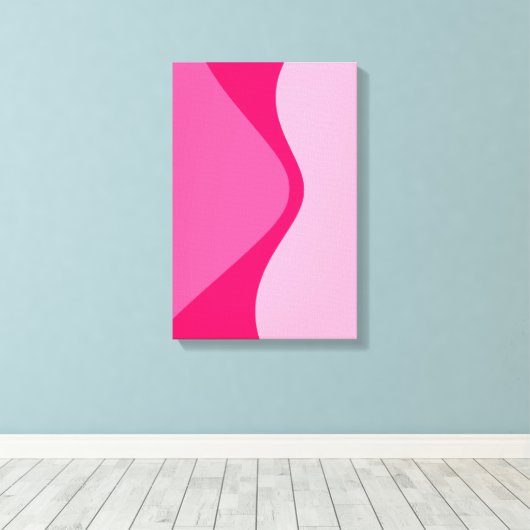 Roze tinten gebogen geometrische vormen canvas afdruk (Insitu (Houten vloer))
