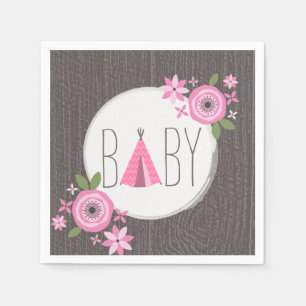 Roze tipi-Baby shower papier Napkin Servet