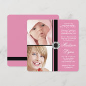 Roze toen en nu Foto Afstuderen Kaart (Voorkant / Achterkant)