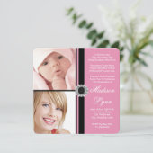 Roze toen en nu Foto Afstuderen Kaart (Staand voorkant)