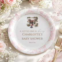 Roze Toile Baby Is Brewing Cafe Coffee Coquette