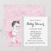 Roze Toile Baby shower Kaart (Voorkant / Achterkant)