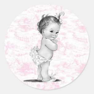  Roze Toile Baby shower Stickers