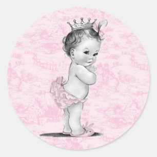  Roze Toile Baby shower Stickers