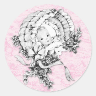  Roze Toile Baby shower Stickers