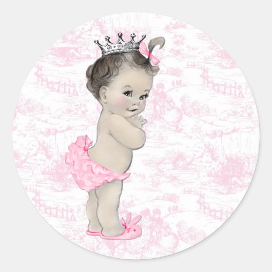 Roze Toile Baby shower Stickers (Voorkant)