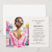 Roze Toile Brunch Bruidsfeest Kaart (Voorkant / Achterkant)