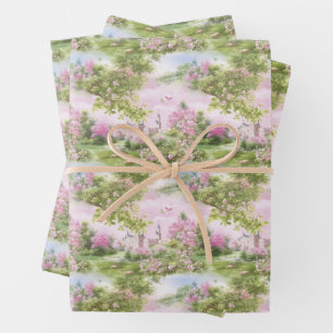 Roze toile cadeaupapier vellen