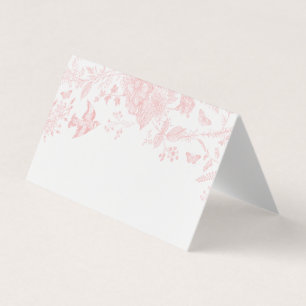 Roze Toile de Jouy Floral Place Card Tafeldecor Kaart