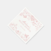 Roze Toile De Jouy Floral Vrijgezellenfeest Servet (Hoek)