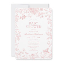 Roze Toile de Jouy Franse Bloemen Baby shower