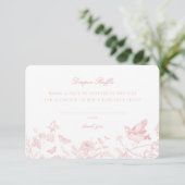 Roze Toile de Jouy Luier Raffle Uitnodiging Insert Informatiekaartje (Staand voorkant)