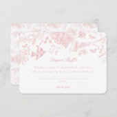 Roze Toile de Jouy Luier Raffle Uitnodiging Insert Informatiekaartje (Voorkant / Achterkant)