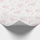 Roze Toile De Jouy Vintage Bloemmotief Chinoiserie Cadeaupapier (Hoek)