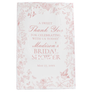 Roze Toile De Jouy Vrijgezellenfeest Favors Medium Cadeauzakje