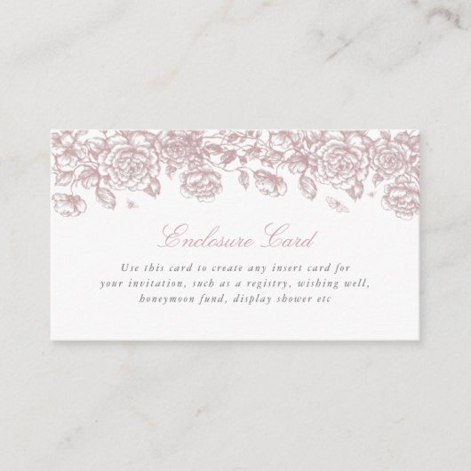 Roze Toile Enclosure Kaart Custom Insert Floral (Voorkant)