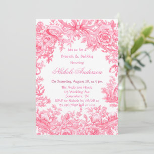 Roze Toile Flower Brunch & Bubbly Kaart