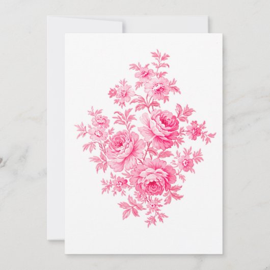 Roze Toile Flower Engagement Party Kaart (Achterkant)