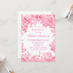 Roze Toile Flower Vrijgezellenfeest Kaart