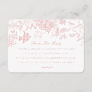 Roze Toile Jouy Boeken voor Baby Invitation Insert Informatiekaartje