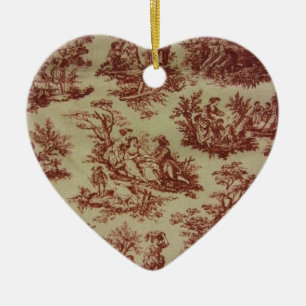 Roze toile keramisch ornament
