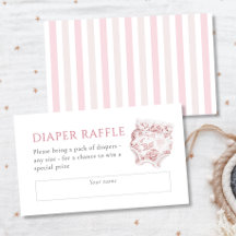 Roze Toile Meisje Baby shower Luier Raffle