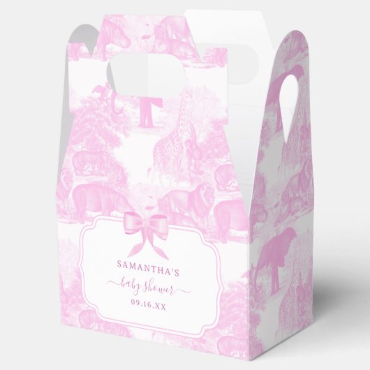Roze Toile Oerwoud Dieren Safari Chinoiserie Bedankdoosjes (Geopend)