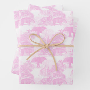 Roze Toile Oerwoud Dieren Safari Chinoiserie Inpakpapier Vel