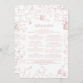 Roze Toile Simanim Kaart 2023 (Voorkant / Achterkant)