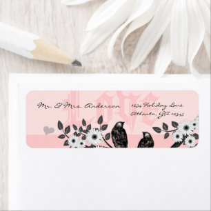 Roze Tortelduifjes Return Address Etiket