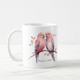 Roze Tortelduifjes Valentijnsdag Koffie Mok